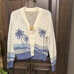 Faherty Coastal Capri Island Time V-Neck Long Sleeves Sweater Knit Cardigan
